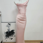 Robe de bal de princesse bustier à volants en satin long, robe de soirée C8117