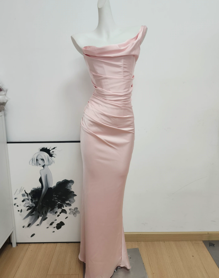 Robe de bal de princesse bustier à volants en satin long, robe de soirée C8117