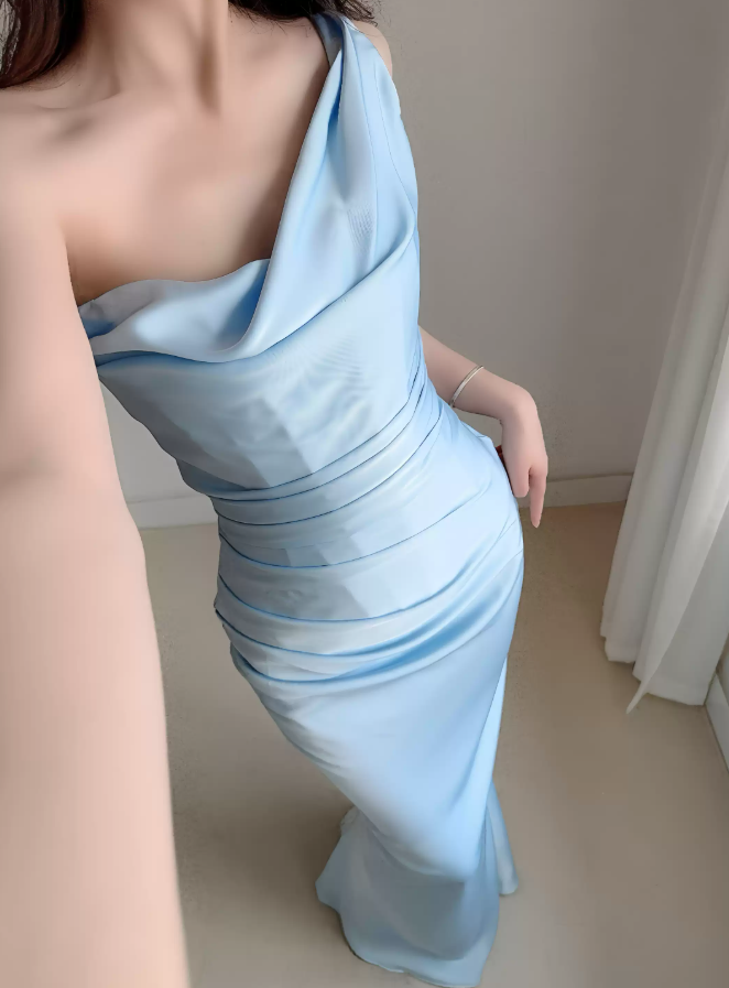 Robe de bal de princesse bustier à volants en satin long, robe de soirée C8117