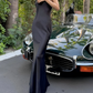 Vintage Off-Shoulder Prom Dress Black Mermaid Evening Dress C9305