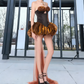 Y2K Strapless Brown Homecoming Dress Bow Train A-Line Party Dress C9307