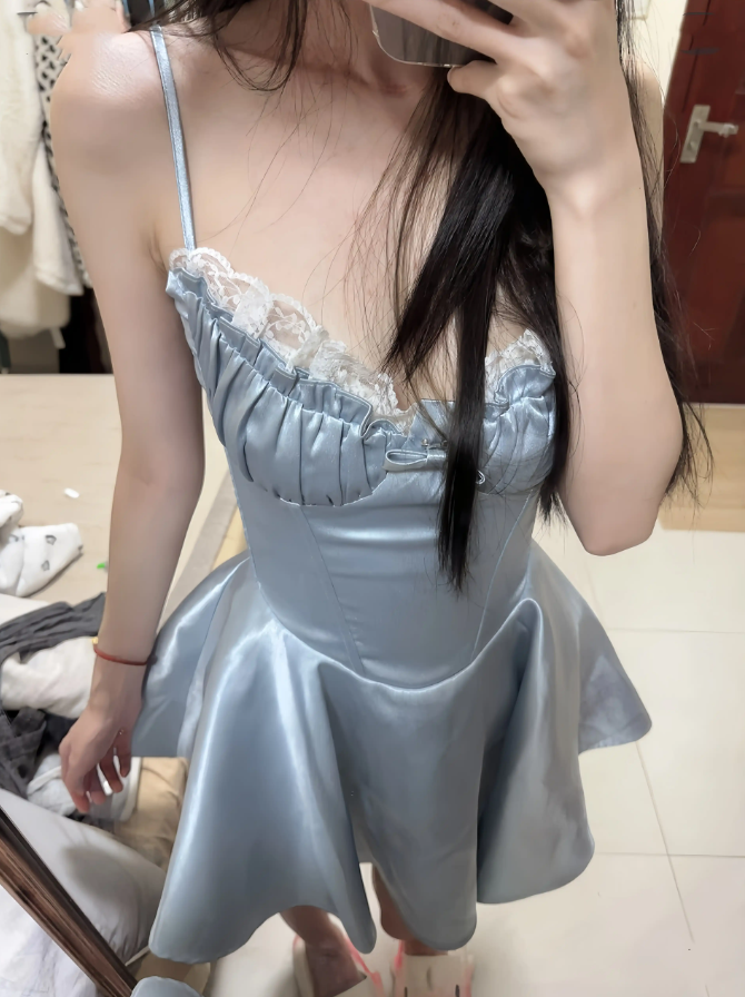 Mini robe de soirée en satin, sans bretelles, sans manches, ligne a, simple, C899