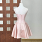Mini robe de soirée en satin, sans bretelles, sans manches, ligne a, simple, C899