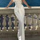Robe de bal de princesse bustier à volants en satin long, robe de soirée C8117