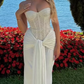 Robe de bal de princesse bustier à volants en satin long, robe de soirée C8117