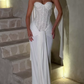 Robe de bal de princesse bustier à volants en satin long, robe de soirée C8117