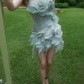 Mini robe de soirée en satin, sans bretelles, sans manches, ligne a, simple, C899