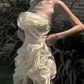 Mini robe de soirée en satin, sans bretelles, sans manches, ligne a, simple, C899