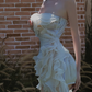 Mini robe de soirée en satin, sans bretelles, sans manches, ligne a, simple, C899