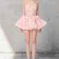 Mini robe de soirée en satin, sans bretelles, sans manches, ligne a, simple, C899