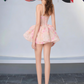 Mini robe de soirée en satin, sans bretelles, sans manches, ligne a, simple, C899