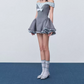 Classical Off-Shoulder Grey Homecoming Dress Ruffles Bow A-Line Party Dress C9316