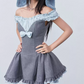 Classical Off-Shoulder Grey Homecoming Dress Ruffles Bow A-Line Party Dress C9316