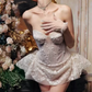 Mini robe de soirée en satin, sans bretelles, sans manches, ligne a, simple, C899