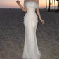 Glam Off-Shoulder Beaded Prom Dress Pink Tulle Mermaid Evening Dress C9319