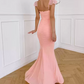 Playful Spaghetti Strap Prom Dress Pink Mermaid Evening Dress C9320