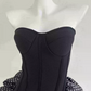 Cute Strapless Black Homecoming Dress Polka Dots A-Line Party Dress C9323