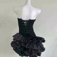 Cute Strapless Black Homecoming Dress Polka Dots A-Line Party Dress C9323