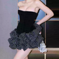 Cute Strapless Black Homecoming Dress Polka Dots A-Line Party Dress C9323