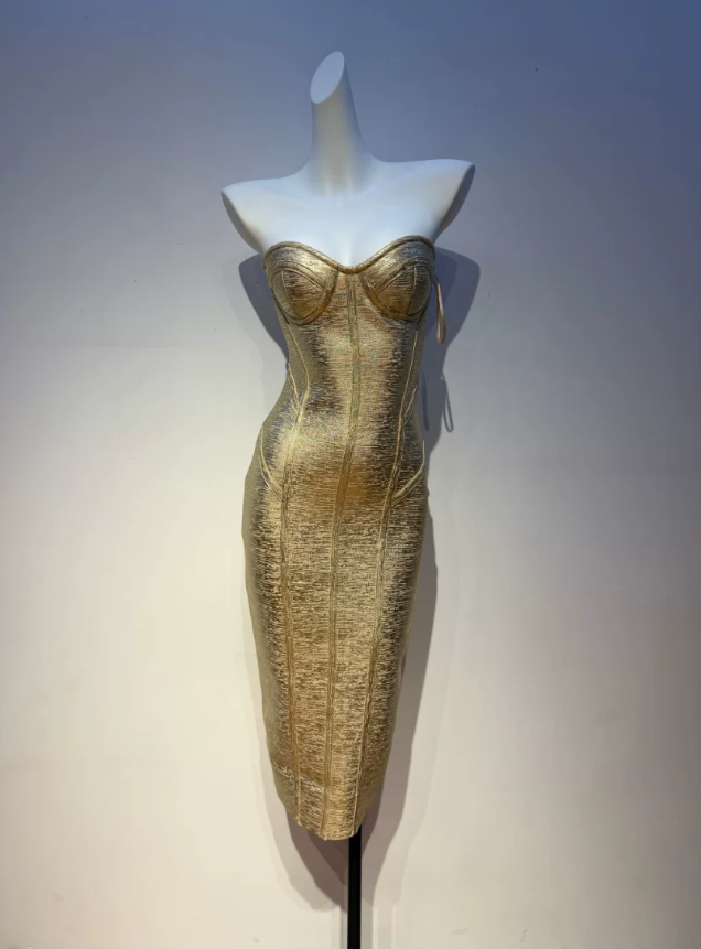 Classical Strapless Prom Dress Shine Sheath Evening Dress C9324