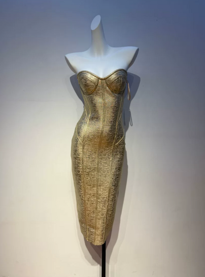 Classical Strapless Prom Dress Shine Sheath Evening Dress C9324
