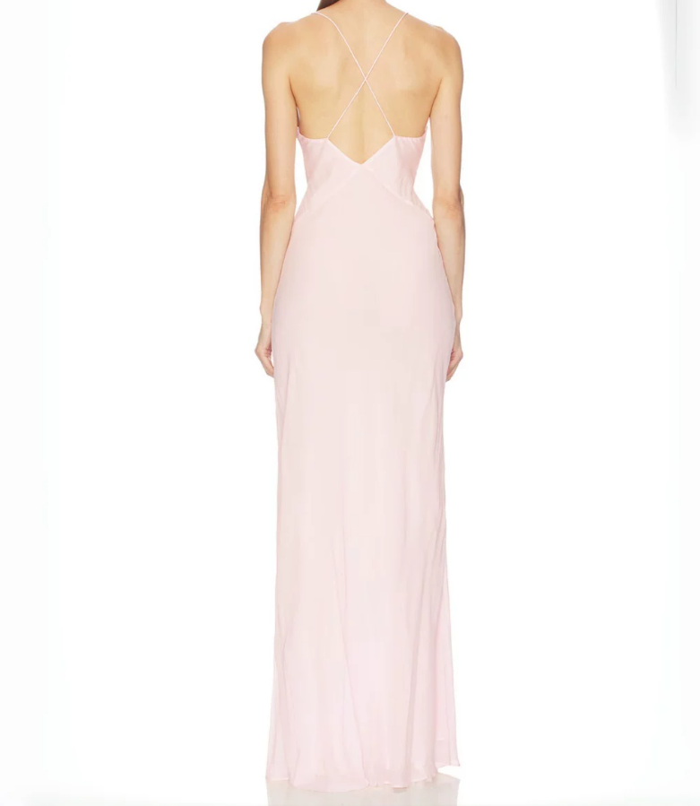 Sweet Spaghetti Strap Pink Prom Dress Chiffon Lace A-Line Evening Dress C9325