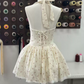 Lovely Halter Neck White Homecoming Dress Floral A-Line Party Dress C9328