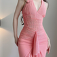 Fascinating Halter Neck Prom Dress Ruffled Mermaid Evening Dress C9329