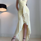 Fascinating Halter Neck Prom Dress Ruffled Mermaid Evening Dress C9329