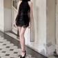 Romantic Halter Neck Homecoming Dress Lace Sheath Party Dress C9331