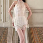 Romantic Halter Neck Homecoming Dress Lace Sheath Party Dress C9331