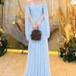 Attractive Off-Shoulder Prom Dress Draped Chiffon A-Line Evening Dress C9335