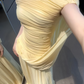 Attractive Off-Shoulder Prom Dress Draped Chiffon A-Line Evening Dress C9335