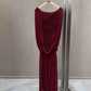 Attractive Off-Shoulder Prom Dress Draped Chiffon A-Line Evening Dress C9335