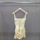 Elegant Spaghetti Straps Homecoming Dress Satin Sheath Party Dress C9337