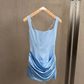 Elegant Spaghetti Straps Homecoming Dress Satin Sheath Party Dress C9337