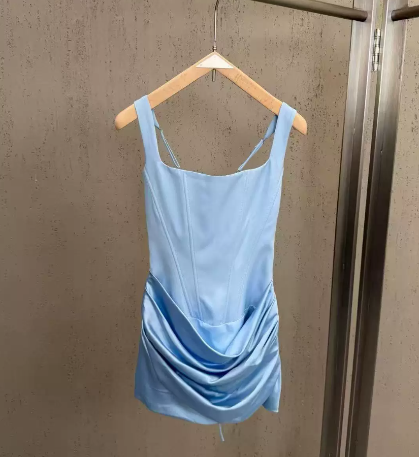 Elegant Spaghetti Straps Homecoming Dress Satin Sheath Party Dress C9337