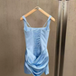 Elegant Spaghetti Straps Homecoming Dress Satin Sheath Party Dress C9337
