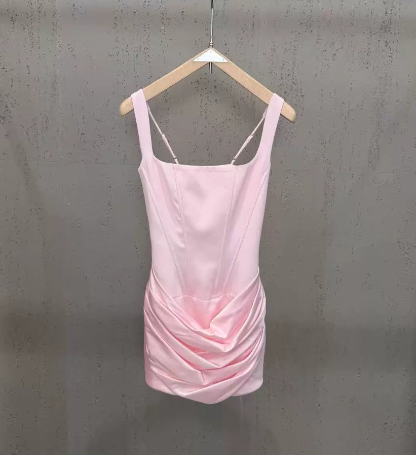Elegant Spaghetti Straps Homecoming Dress Satin Sheath Party Dress C9337