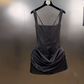 Elegant Spaghetti Straps Homecoming Dress Satin Sheath Party Dress C9337