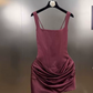 Elegant Spaghetti Straps Homecoming Dress Satin Sheath Party Dress C9337