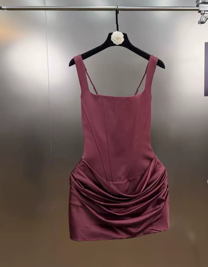 Elegant Spaghetti Straps Homecoming Dress Satin Sheath Party Dress C9337