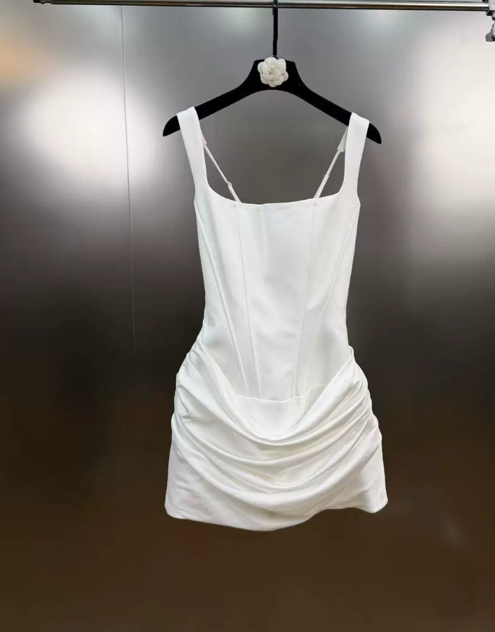 Elegant Spaghetti Straps Homecoming Dress Satin Sheath Party Dress C9337
