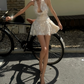 Mini robe de soirée en satin, sans bretelles, sans manches, ligne a, simple, C899