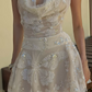 Mini robe de soirée en satin, sans bretelles, sans manches, ligne a, simple, C899