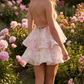 Sweet Spaghetti Straps Pink Homecoming Dress Floral Tiered A-Line Party Dress C9339