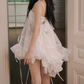 Chic Spaghetti Straps White Homecoming Dress Ruffles Lace A-Line Party Dress C9340