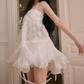 Chic Spaghetti Straps White Homecoming Dress Ruffles Lace A-Line Party Dress C9340