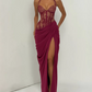 Robe de bal de princesse bustier à volants en satin long, robe de soirée C8117