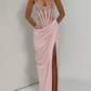 Robe de bal de princesse bustier à volants en satin long, robe de soirée C8117